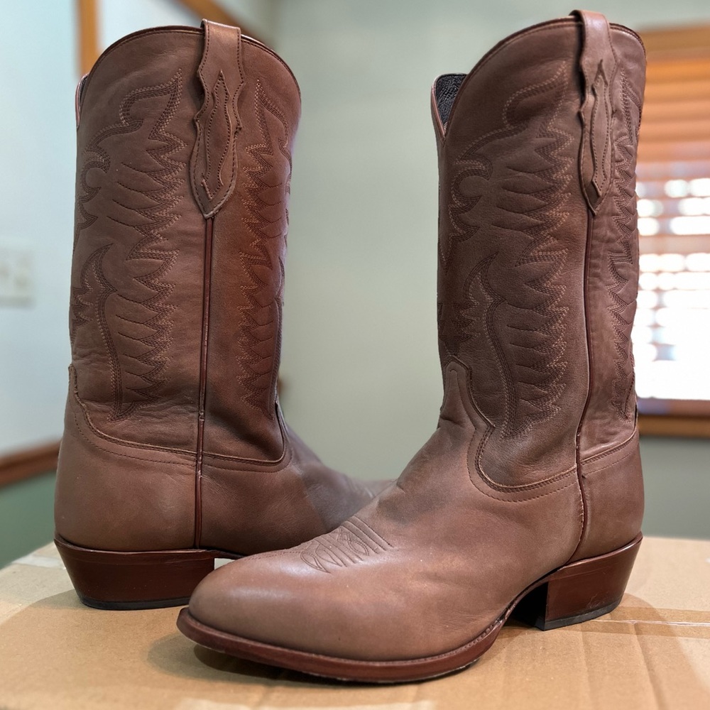 Tony Lama 12EE Suntan Tascosa Leather Cowboy Boots Size 12 EE